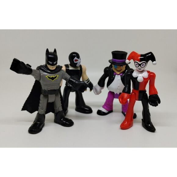 Imaginext DC Super Friends Batman Penguin Harley Quinn Bane Figures - Picture 1 of 9